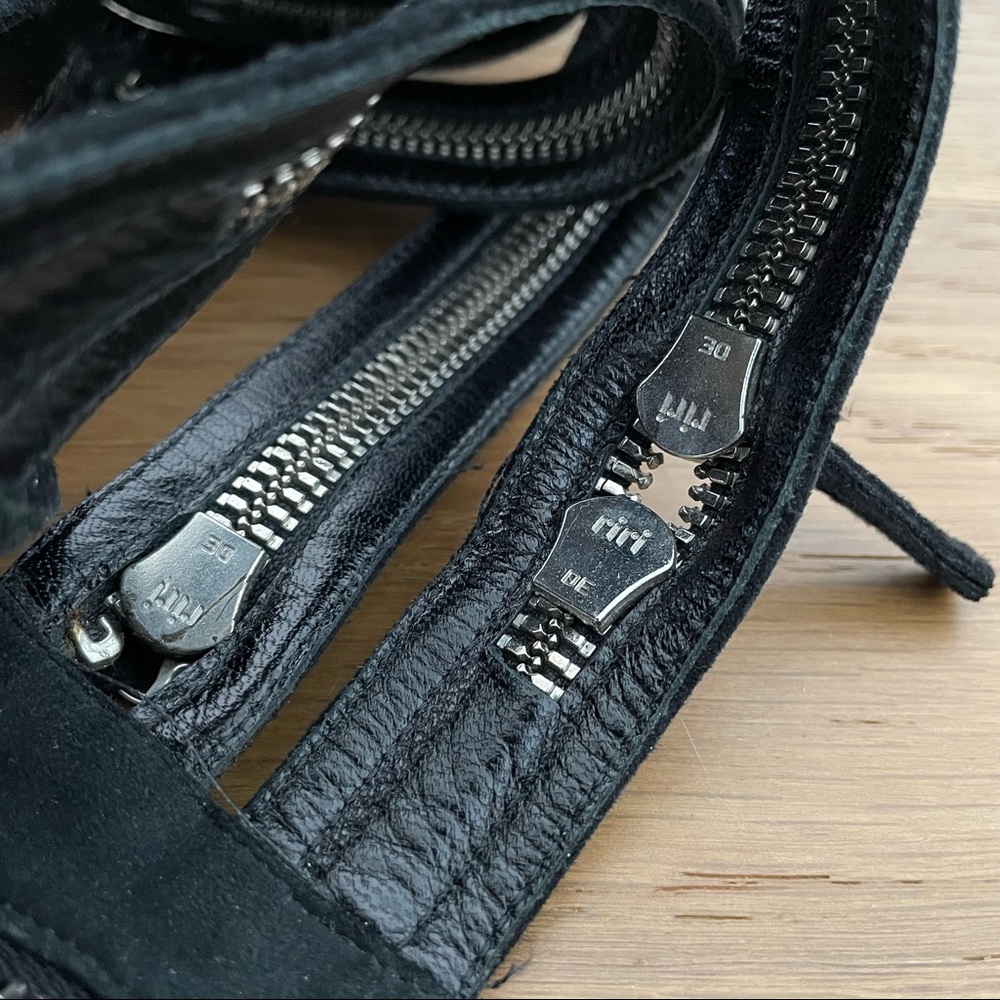 Giuseppe Zanotti Design x BALMAIN Black Suede Ankle Bootie Criss Cross Zips 38½︎ - Picture 9 of 11